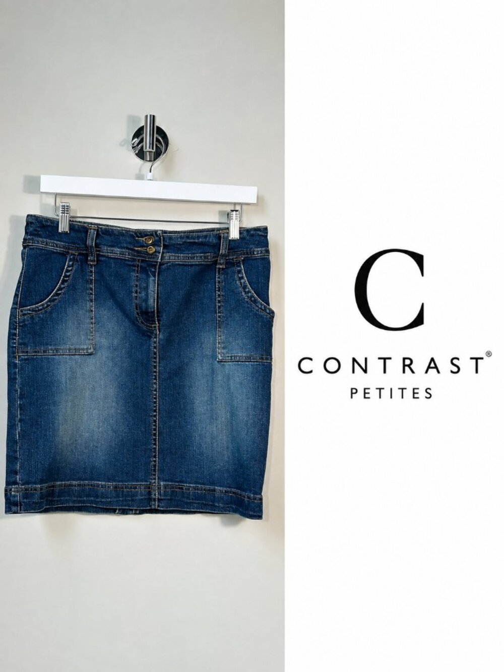 Contrast Petites Denim Jean Skirt 6P Stretch